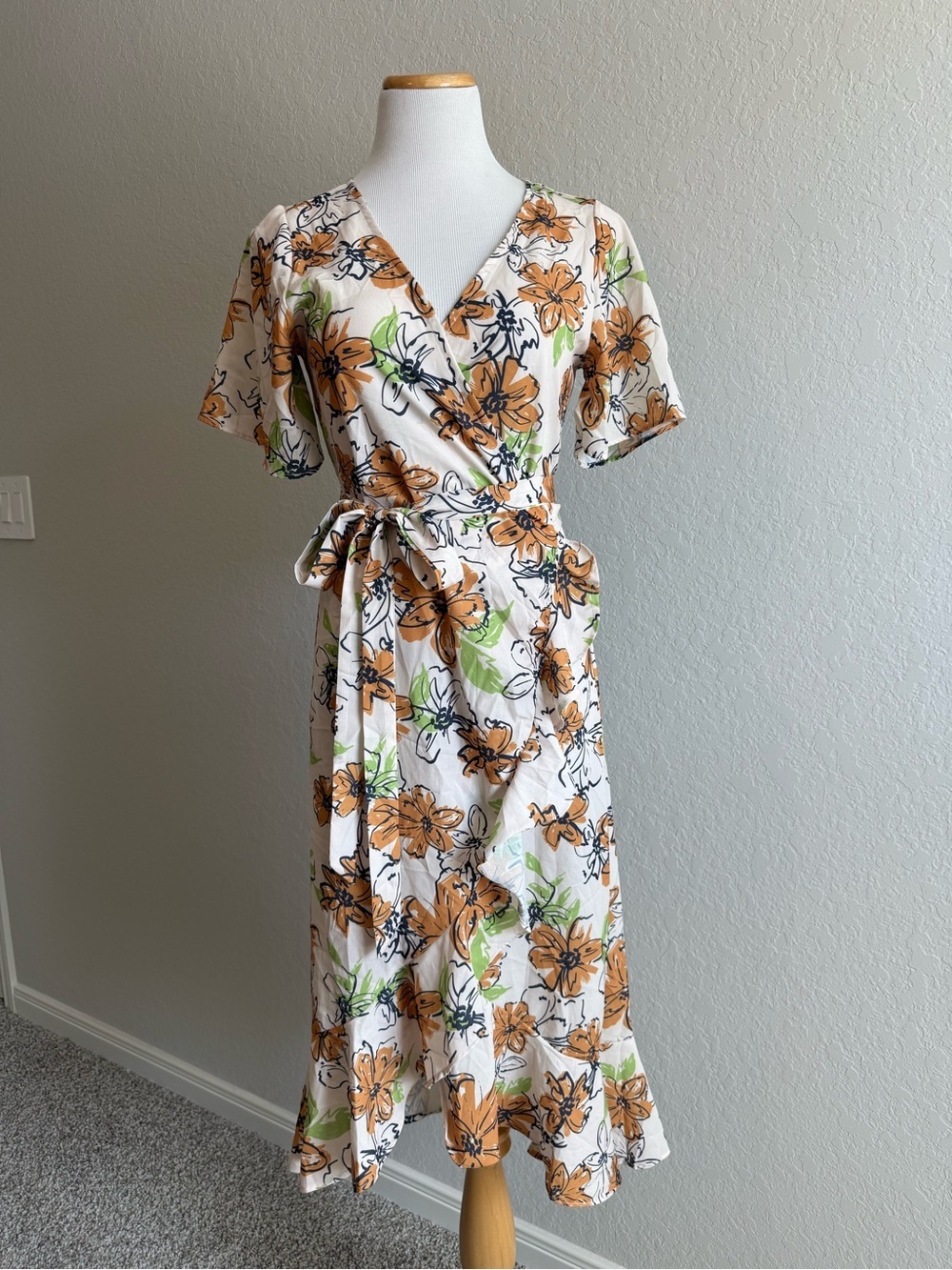 Grace & Emma Floral Wrap Midi Dress